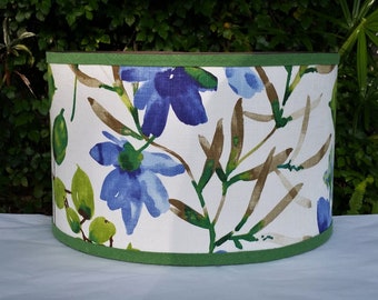 Floral Lampshade, Cobalt Blue, Lime Green Lamp Shade