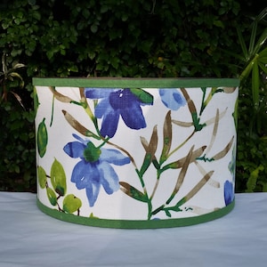 Floral Lampshade, Cobalt Blue, Lime Green Lamp Shade