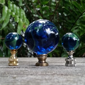 Lámpara Azul Verde Finial, Mármol de Vidrio