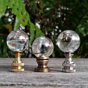 Contemporary Lamp Finial, Clear Black White, Iridescent Glass