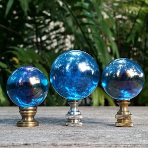 Large Turquoise Lamp Finial, Iridescent