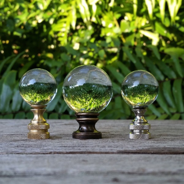 Transparante Lamp Finial, Groen Tint Glas