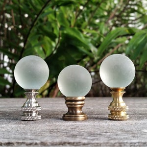 Lamp Finial, Frosted Glass, Clear, Medium