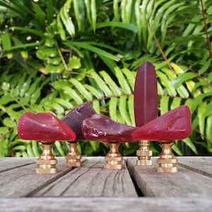 Cherry or Deep Red Lamp Finial, Sea Glass