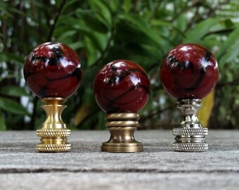 Red Lamp Finial, Black Swirls