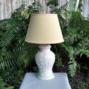 Large Table Lamp Off White, Custom Yellow Lampshade