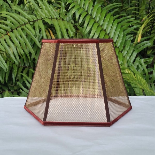 Pantalla de lámpara de malla de alambre, pantalla de bronce