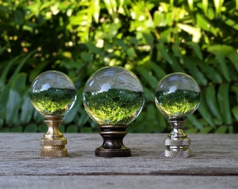 Transparent Lamp Finial, Green Tint Glass