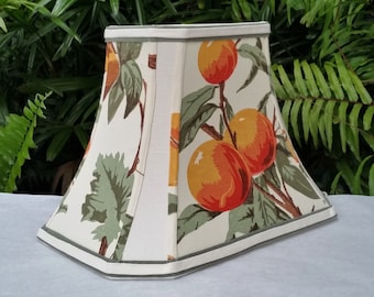 Lamp Shade Oranges Rectangle Cut Corner Vintage Fabric Table Lamp