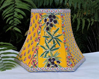 French Country Lamp Shade, Bright Yellow Bell Lampshade