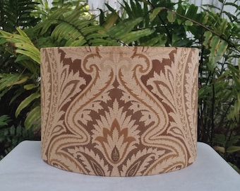 Velvet Drum Lampshade, Brown Paisley Lamp Shade