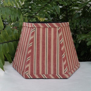 Lampshade Red Beige Black Stripe Hexagon Clip On Lampshade