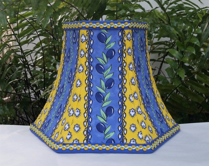 French Country Lamp Shade, Blue, Lemon Yellow Bell Lampshade - Etsy