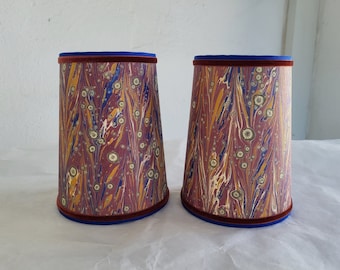 Pair Marbled Paper Sconce Lampshades Set of Two