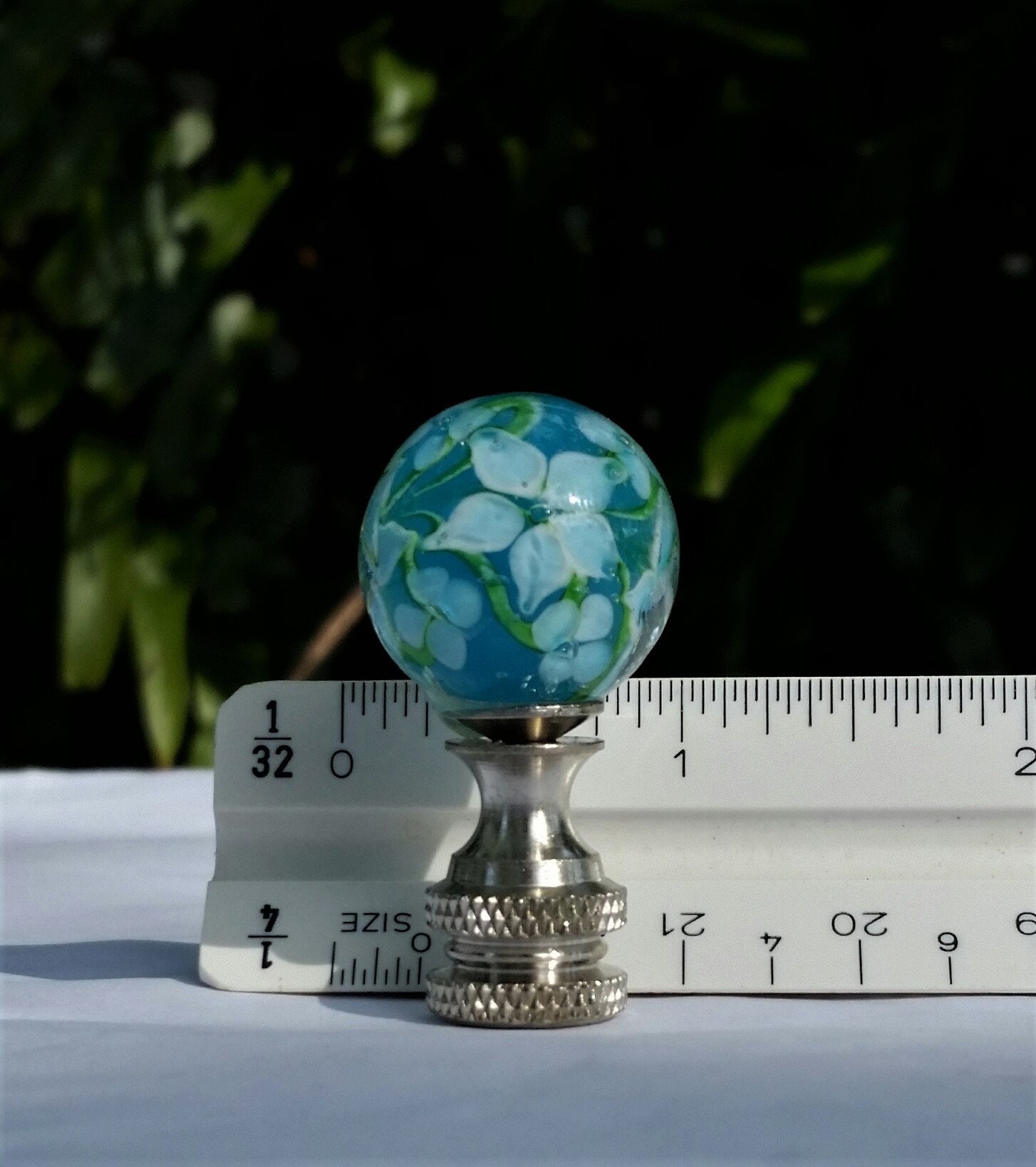 Blue Lamp Finial Hibiscus