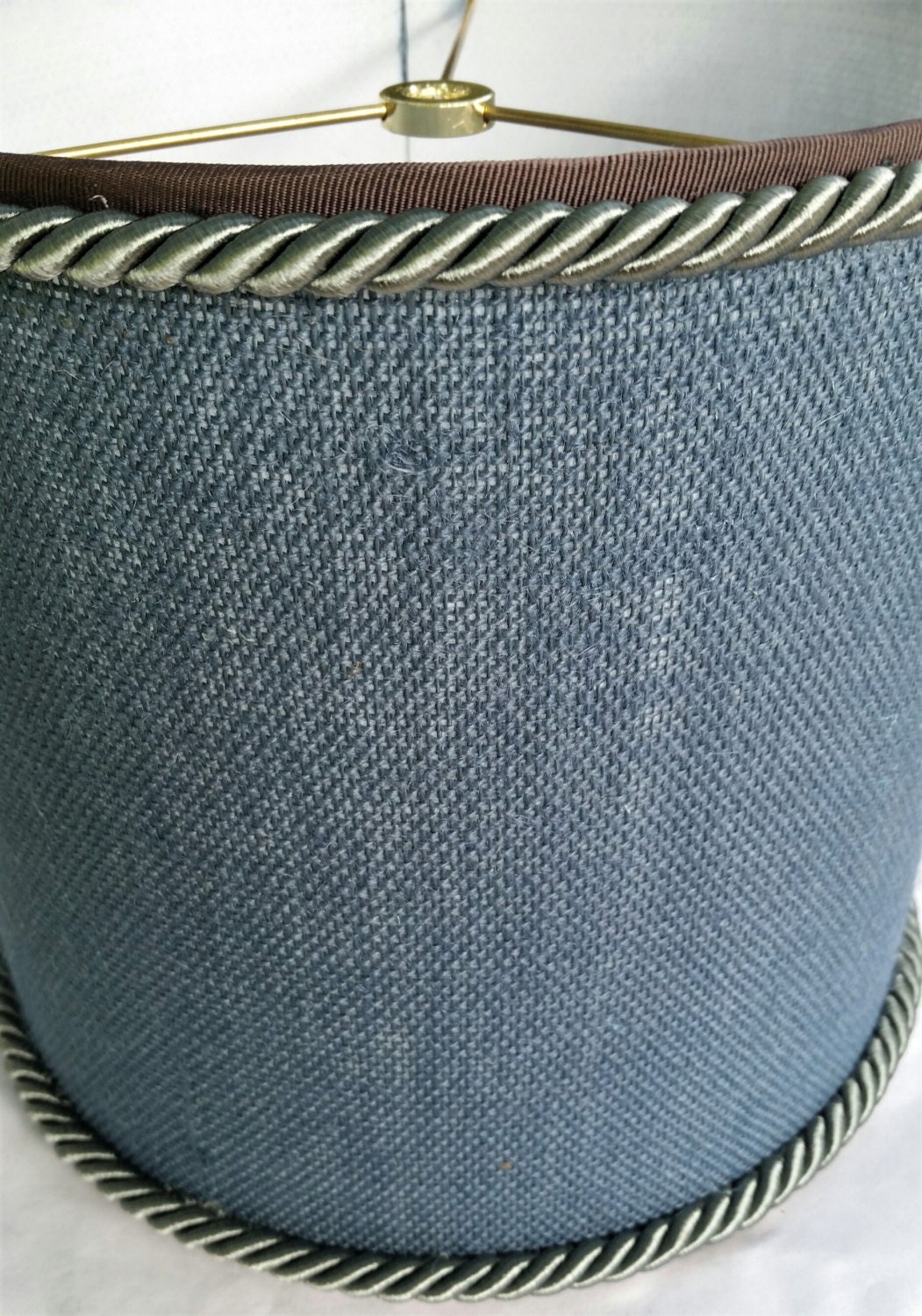 Drum Lampshade, Indigo Blue Burlap Lamp Shade