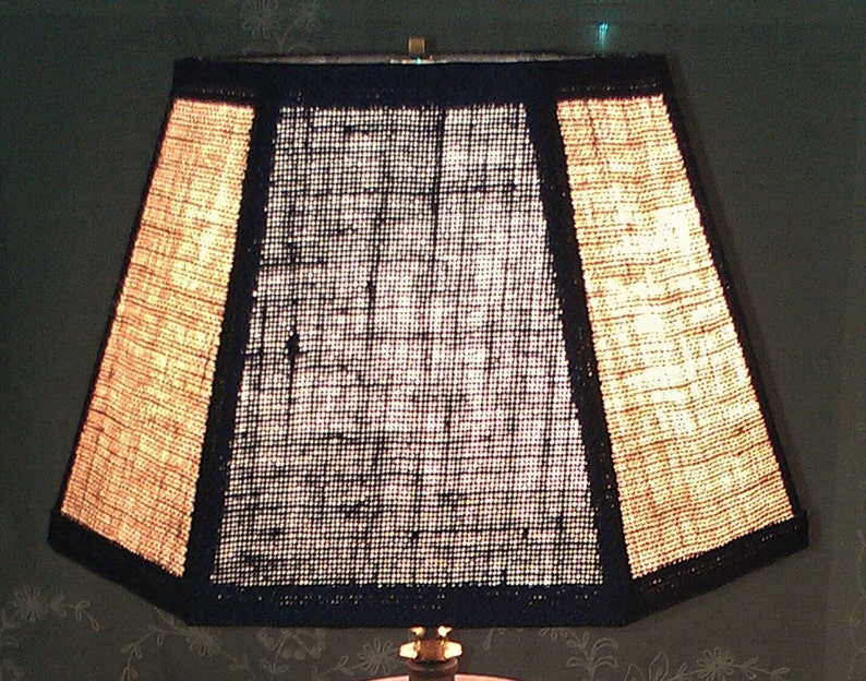 Burlap Lampshade Brown Navy Blue Hexagon Lamp Shade Image 0 1