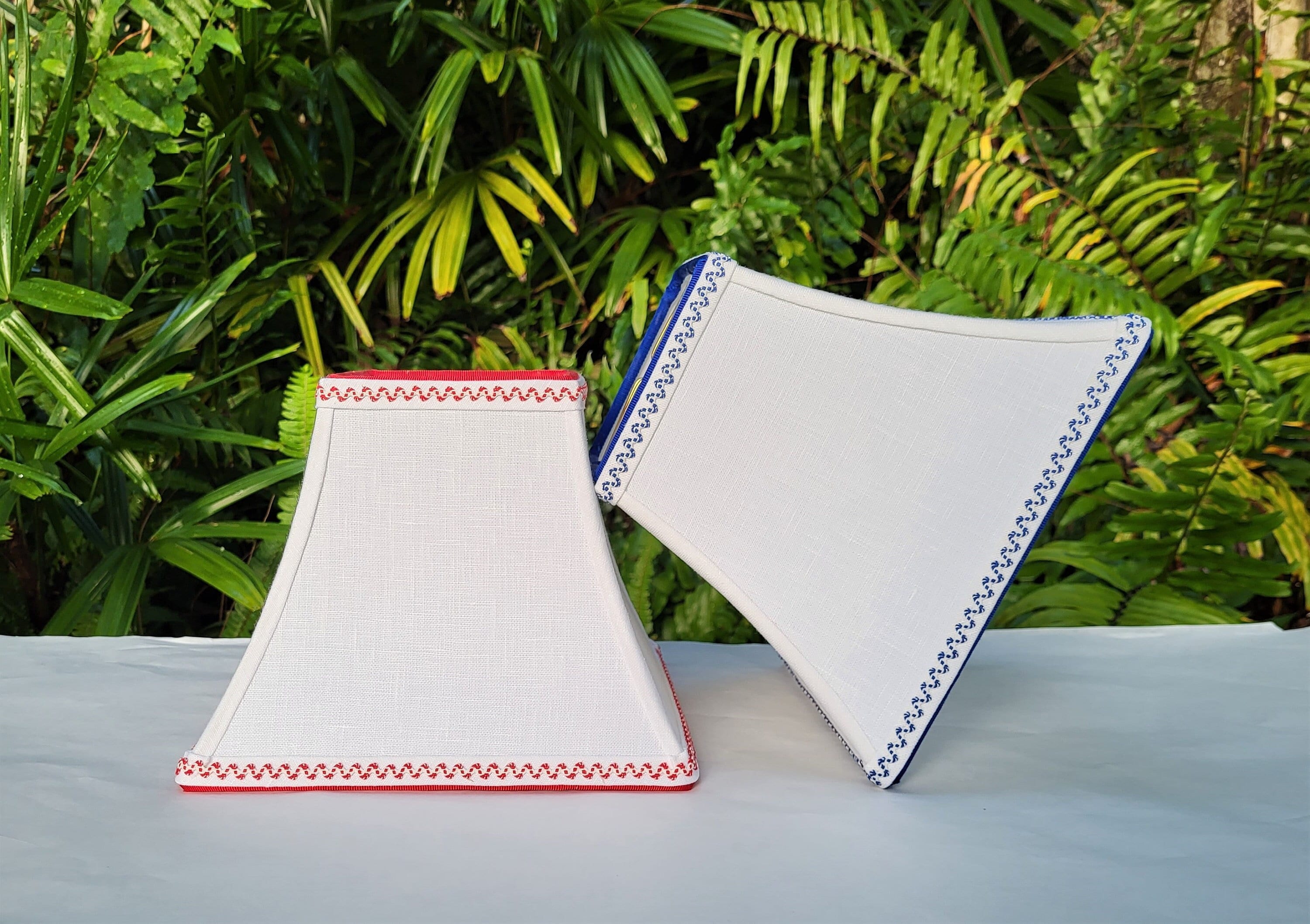 Small white linen lamp shades best sale