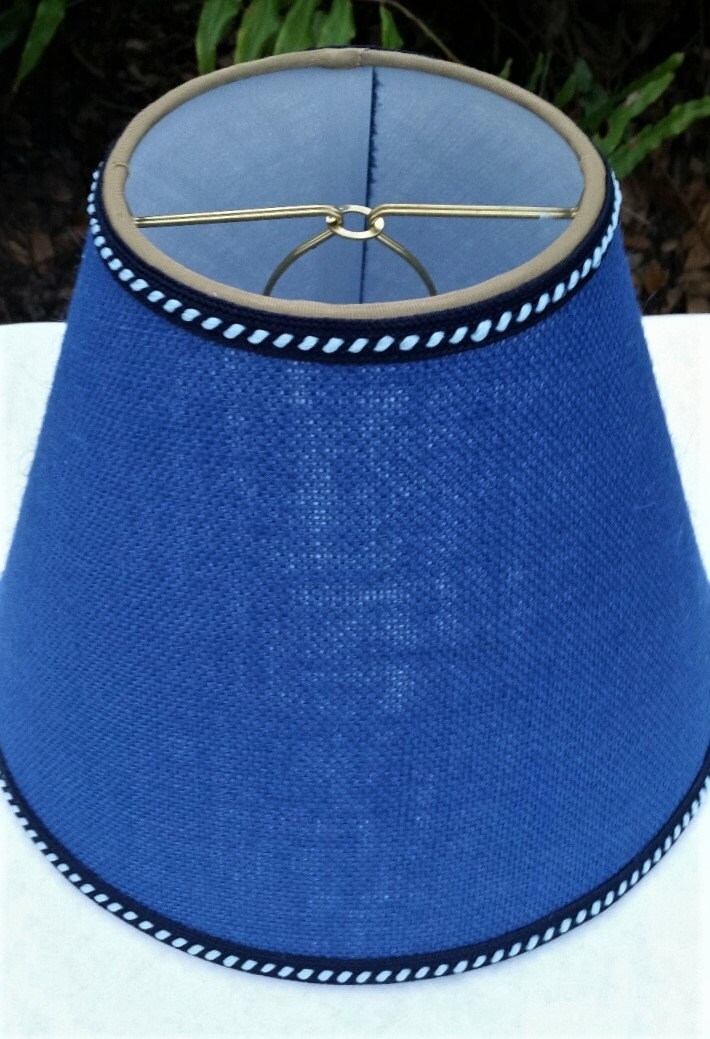 Burlap Lampshade, Royal Blue, Clip On Lamp Shade