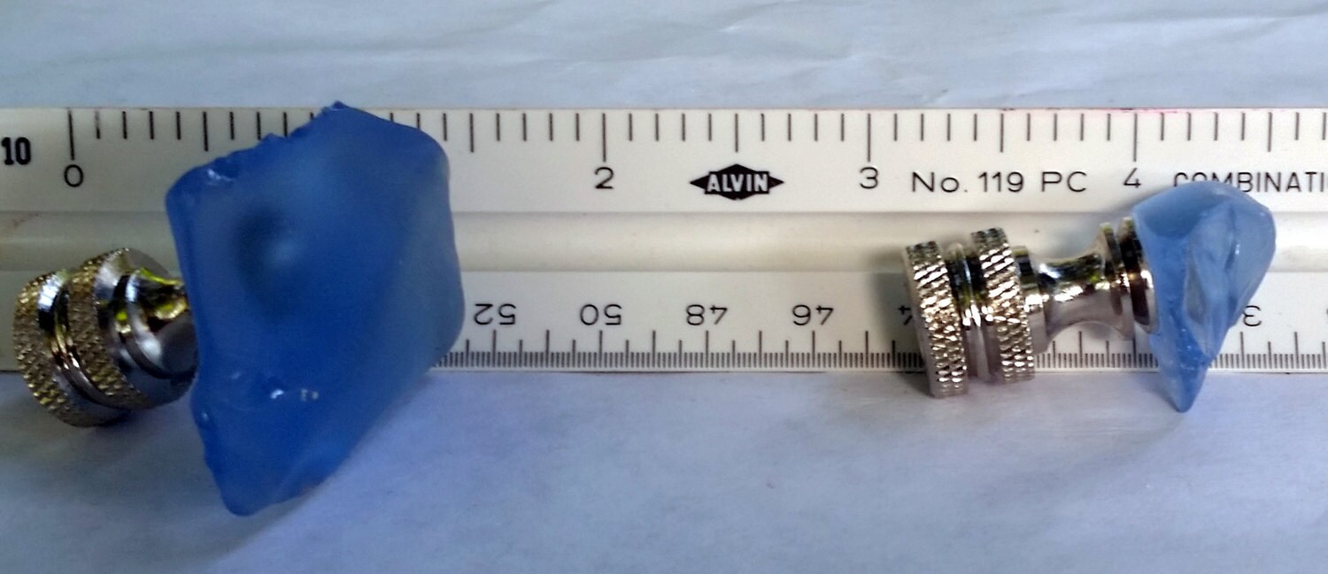 Blue Glass Rock Lamp Finial