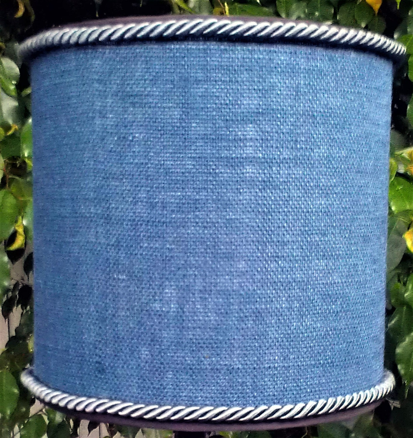 Drum Lampshade, Indigo Blue Burlap Lamp Shade