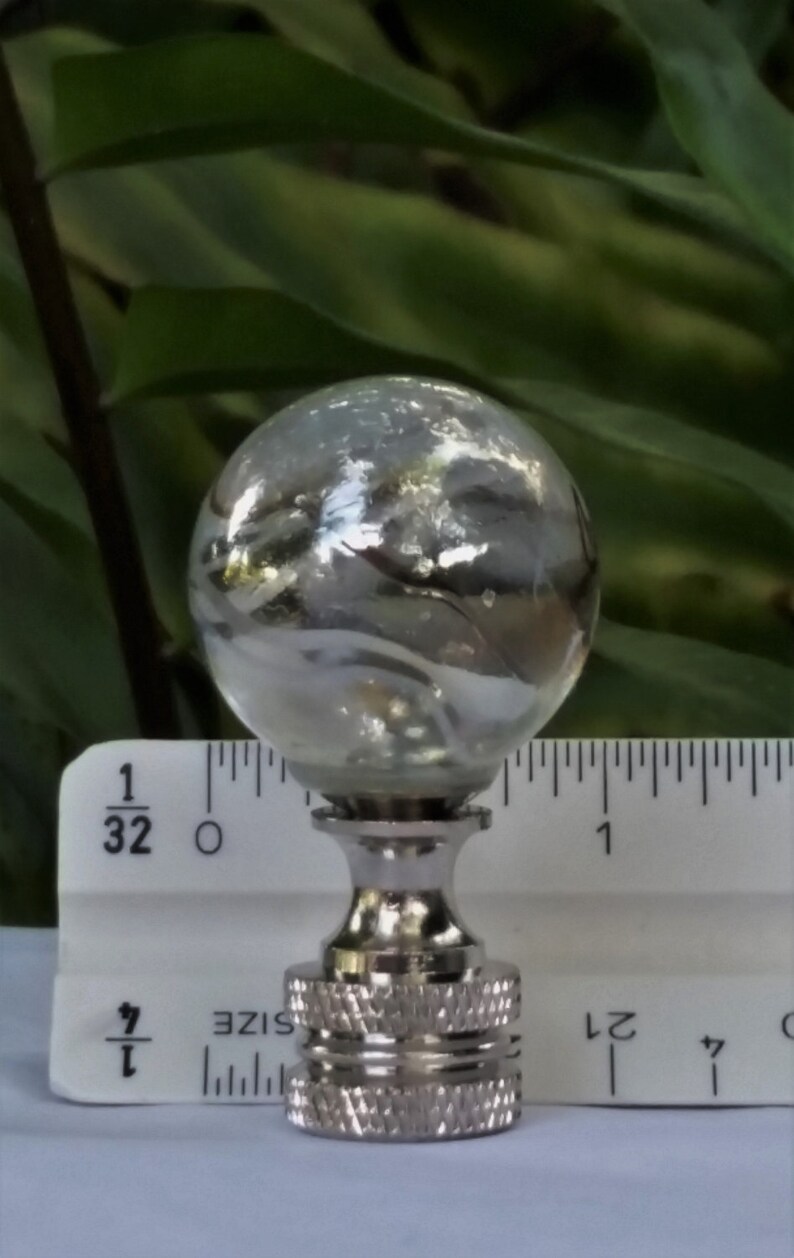 Contemporary Lamp Finial Clear Black White Iridescent Glass Etsy