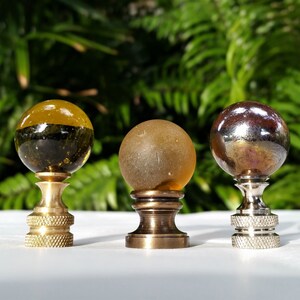 Amber Brown Lamp Finial, Shiny, Frosted, Iridescent image 8