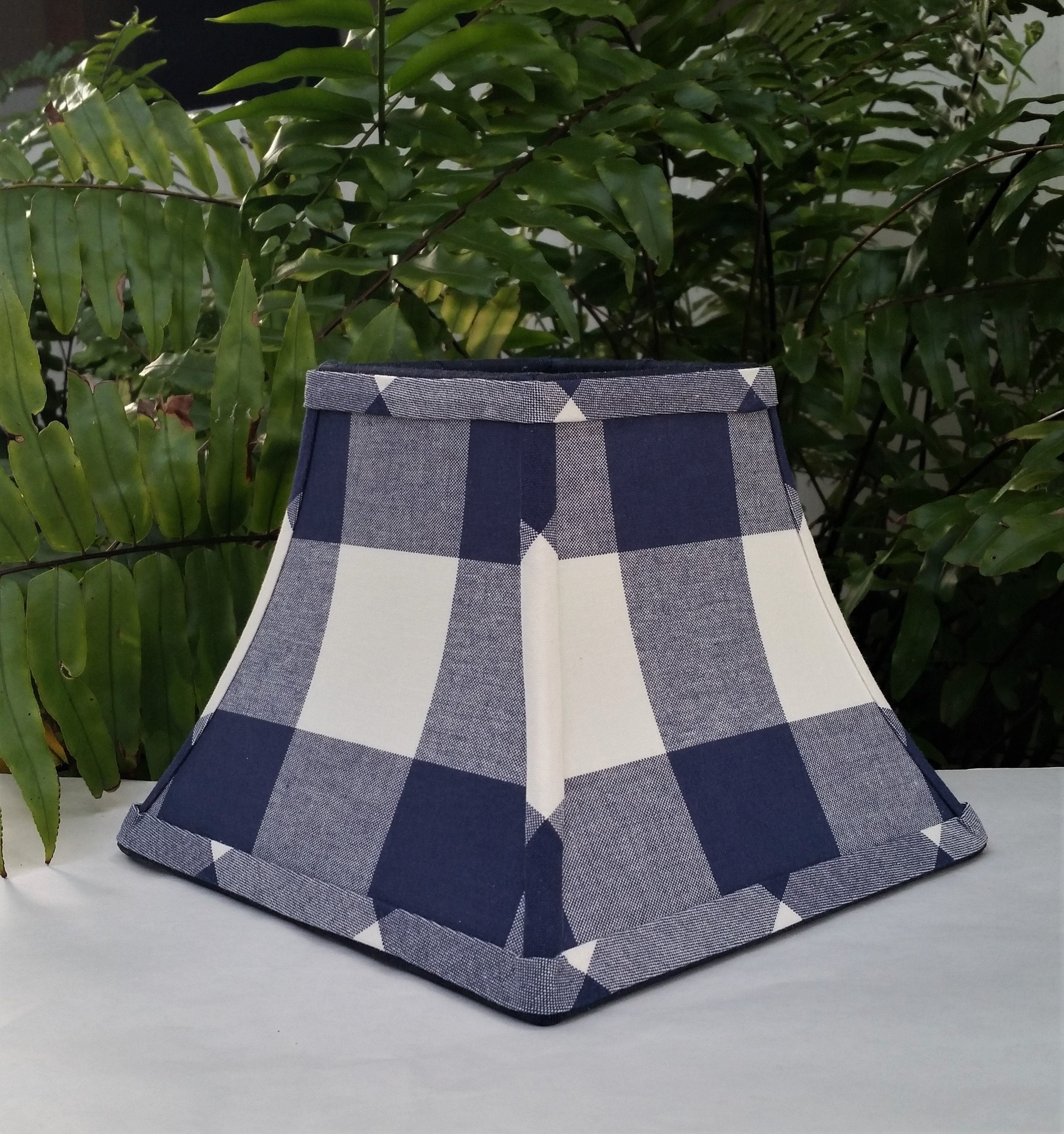 Blue check lampshade deals