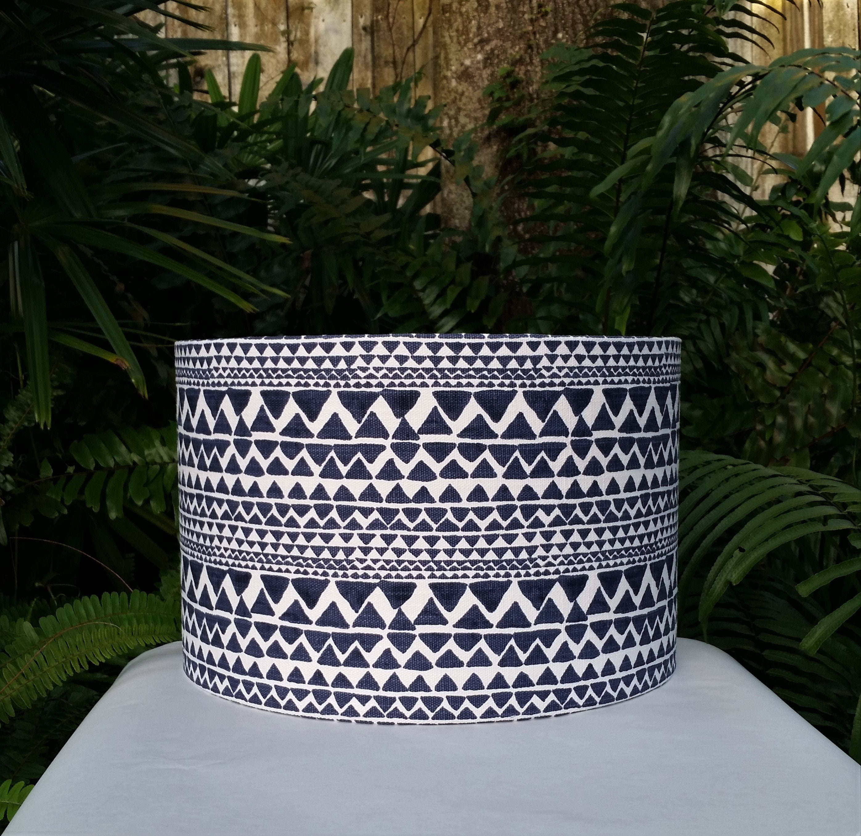Navy Blue White Lampshade Nautical Drum Lamp Shade White Lampshade Nautical Drum Lamp Shade, Large Navy Blue Drum Lamp Shade