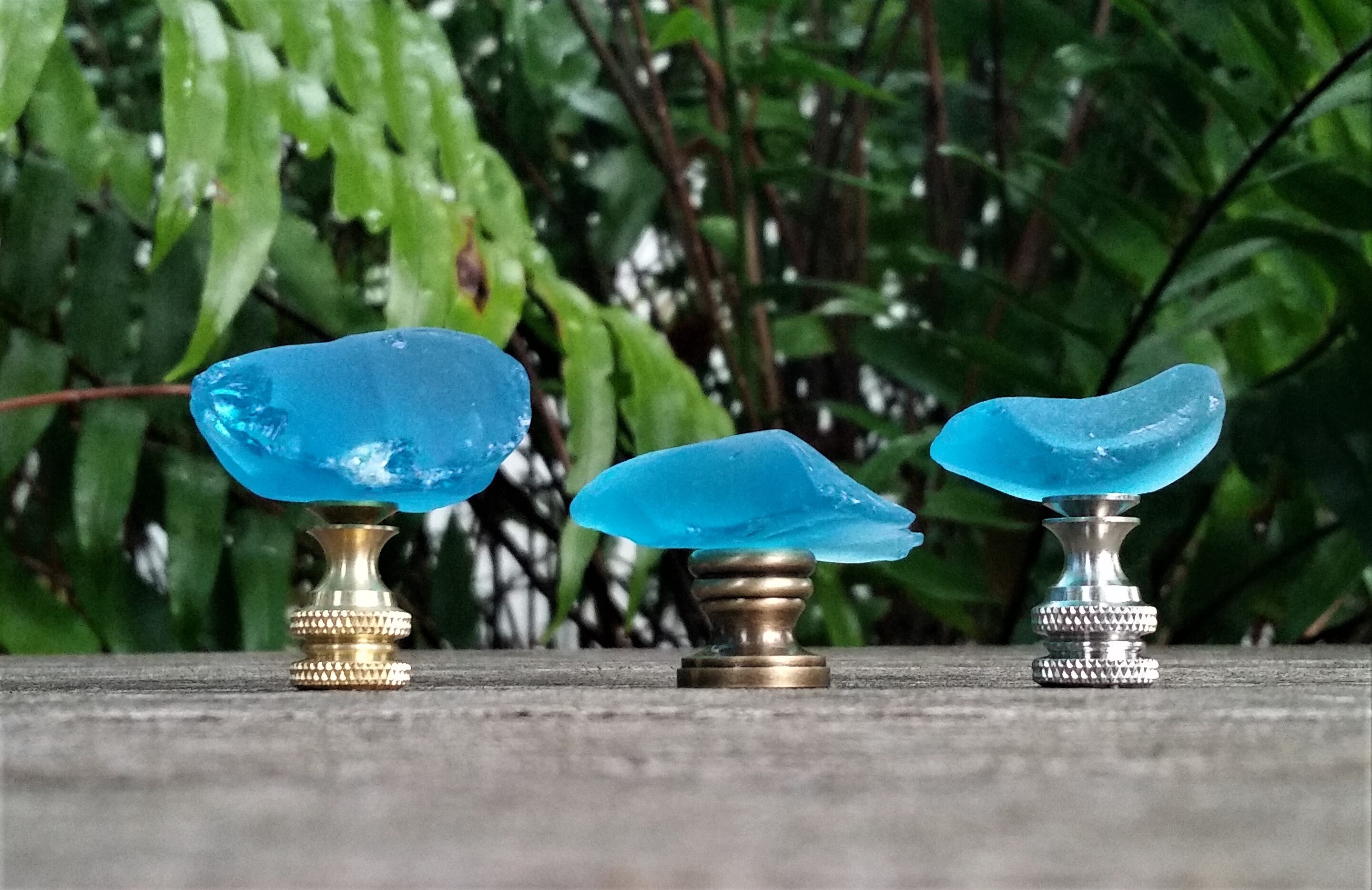 Lamp Finial Turquoise Sea Glass Rock Nickel Brass Small Um Lamp Finial Turquoise Sea Glass Rock Nickel Brass Small Um Large Lampshade Finials Custom Handmade Beach Home Decor