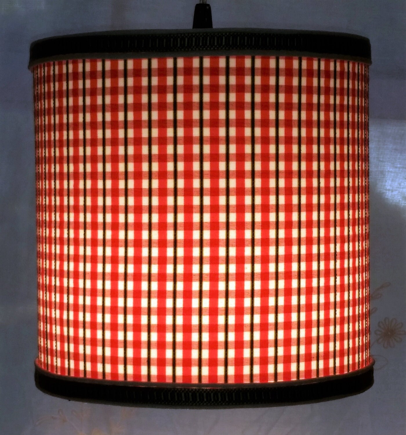 Red Plaid Lampshade, Drum Lamp Shade