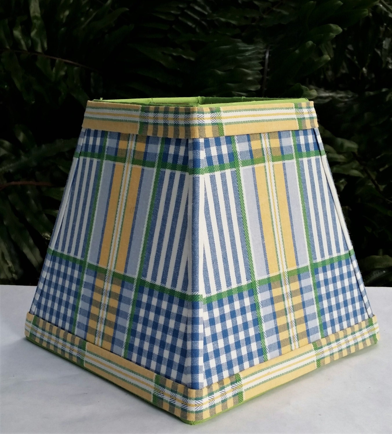 Blue Plaid Lampshade Vintage Fabric Clip On Lamp Shade