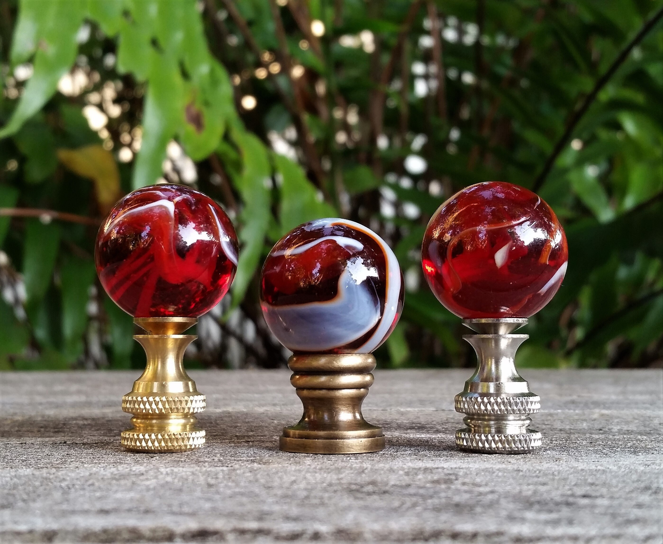 Lamp Finial Red White Medium Glass Marble Table Lamp Floor