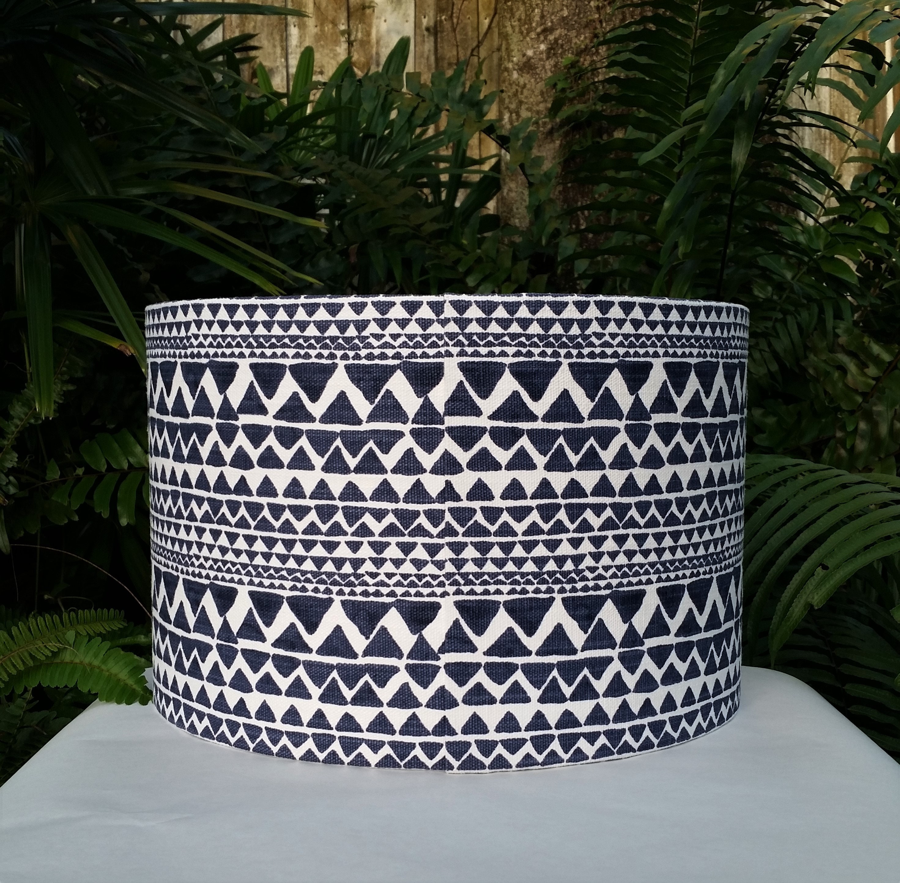 Navy Blue White Lampshade Nautical Drum Lamp Shade White Lampshade Nautical Drum Lamp Shade, Large Navy Blue Drum Lamp Shade