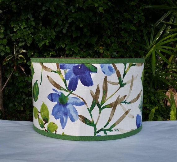 Floral Lampshade Cobalt Blue Lime Green Lamp Shade Etsy