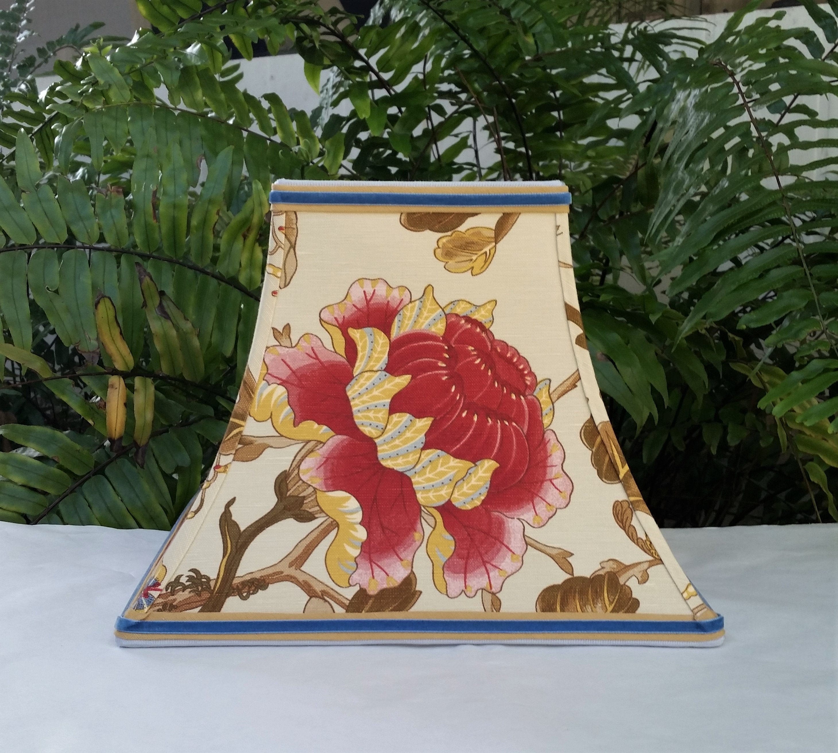 Floral Lampshade, Linen Square Bell Lamp Shade