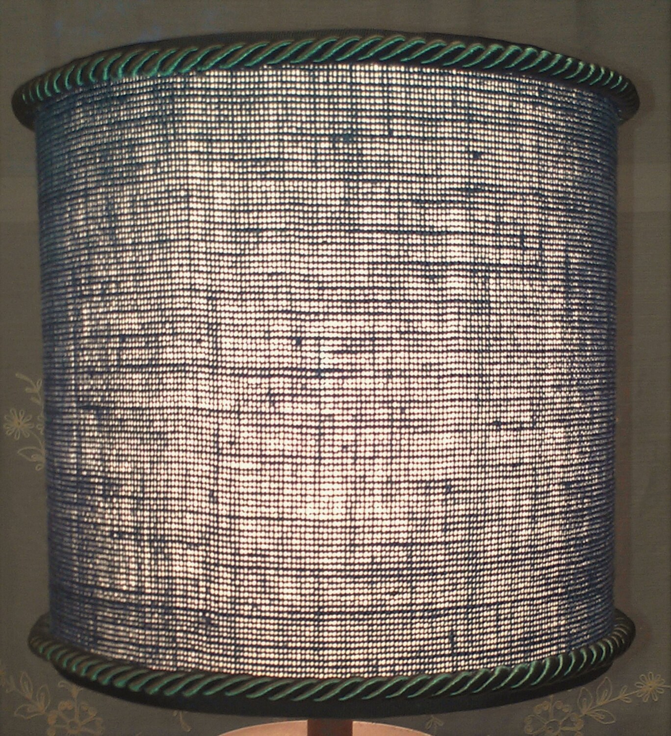 Drum Lampshade, Indigo Blue Burlap Lamp Shade