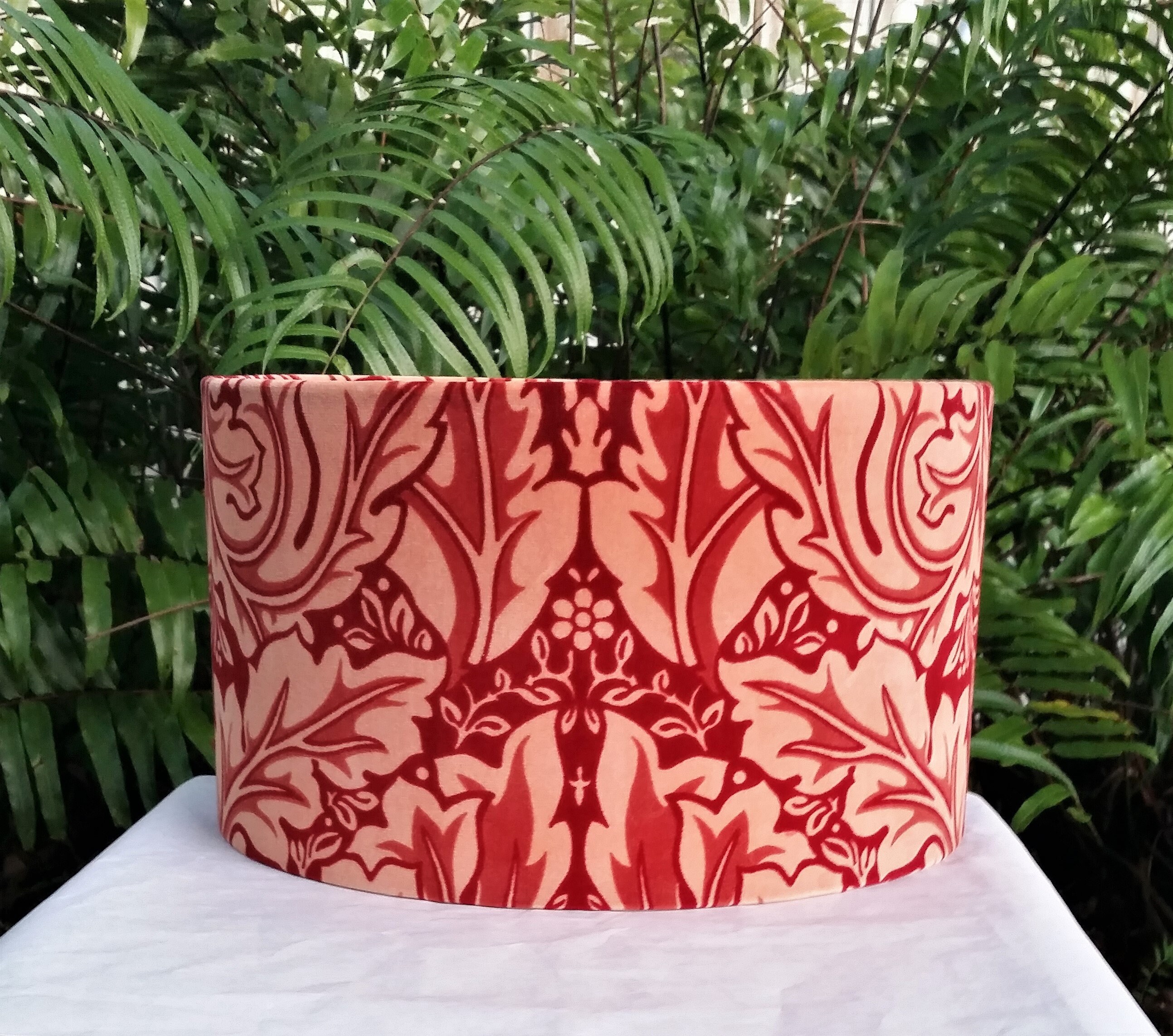 Velvet Drum Lampshade Scarlet Red Apricot Lamp Shade