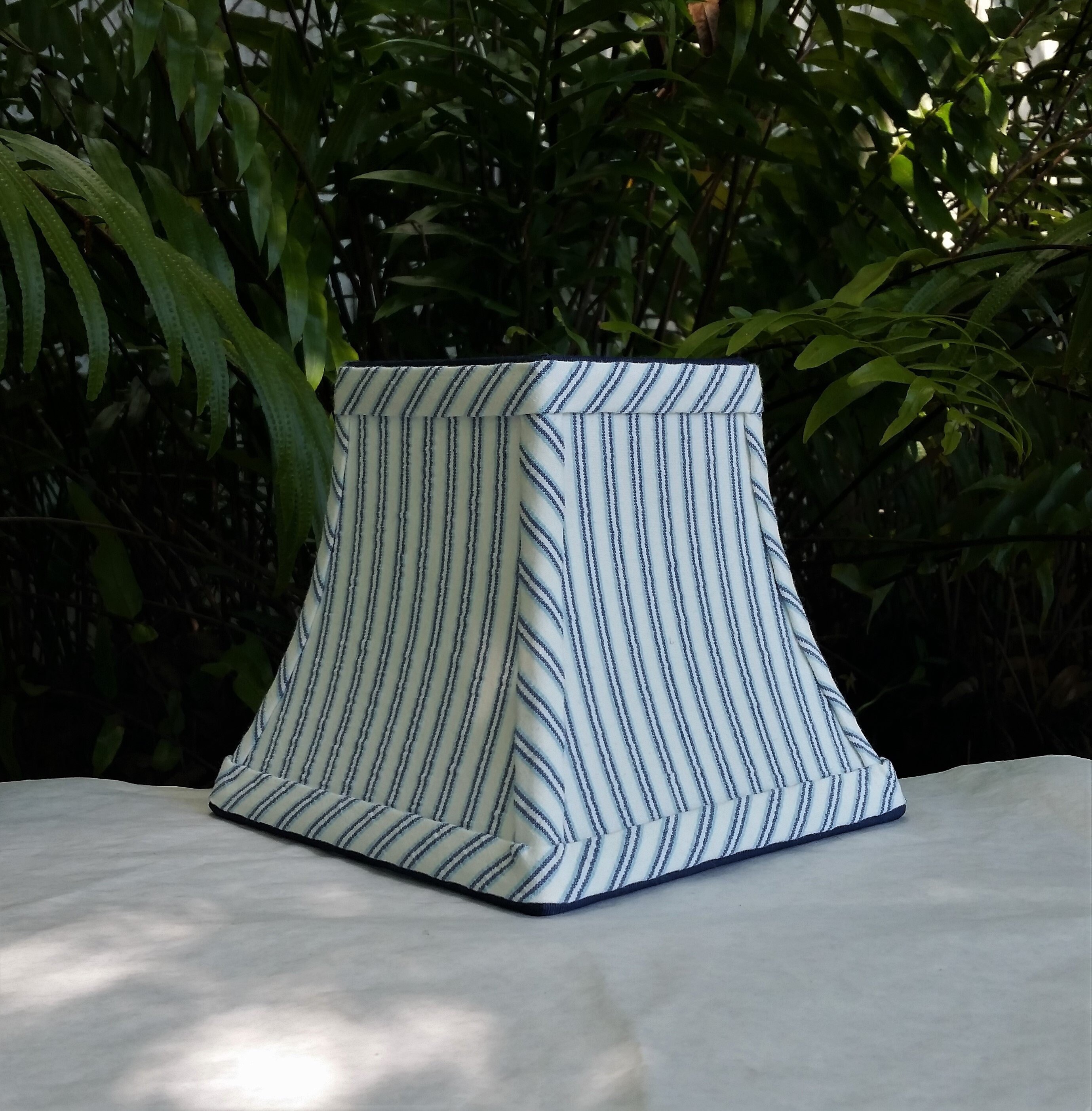 Blue Striped Lampshade Small Square Bell Clip On Lamp Shade