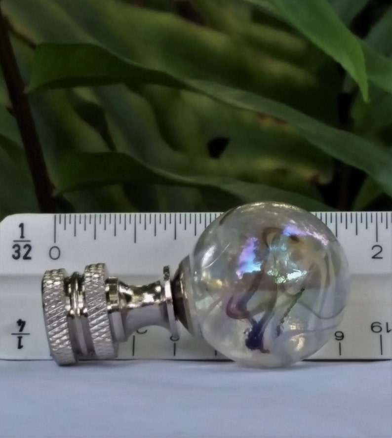 Contemporary Lamp Finial Clear Black White Iridescent Glass Etsy