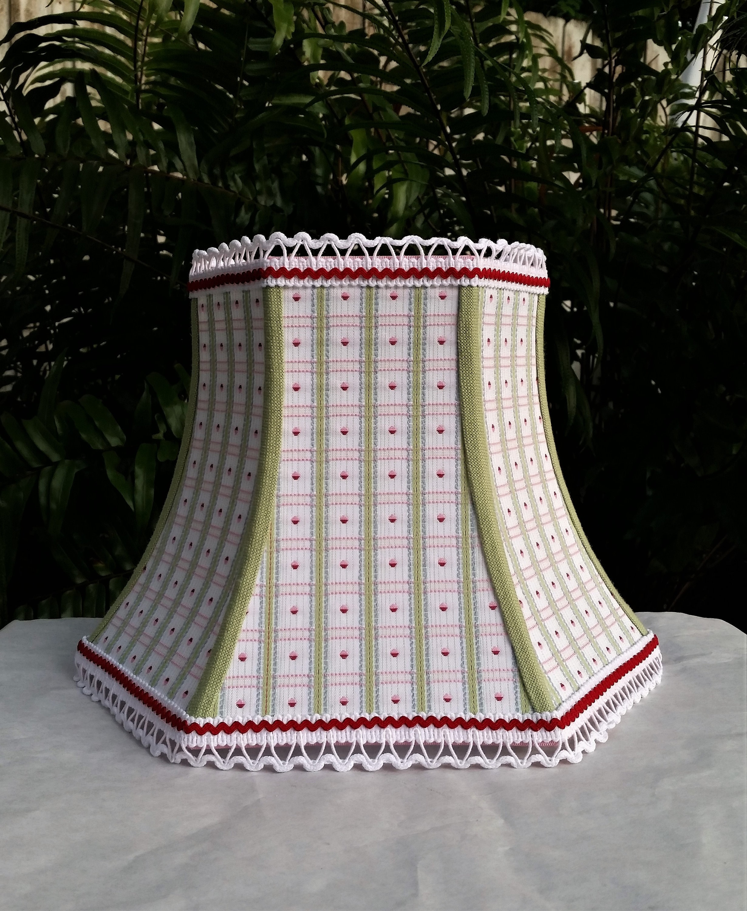 Green Lampshade, Hexagon, Pink Blue Cotton Lamp Shade