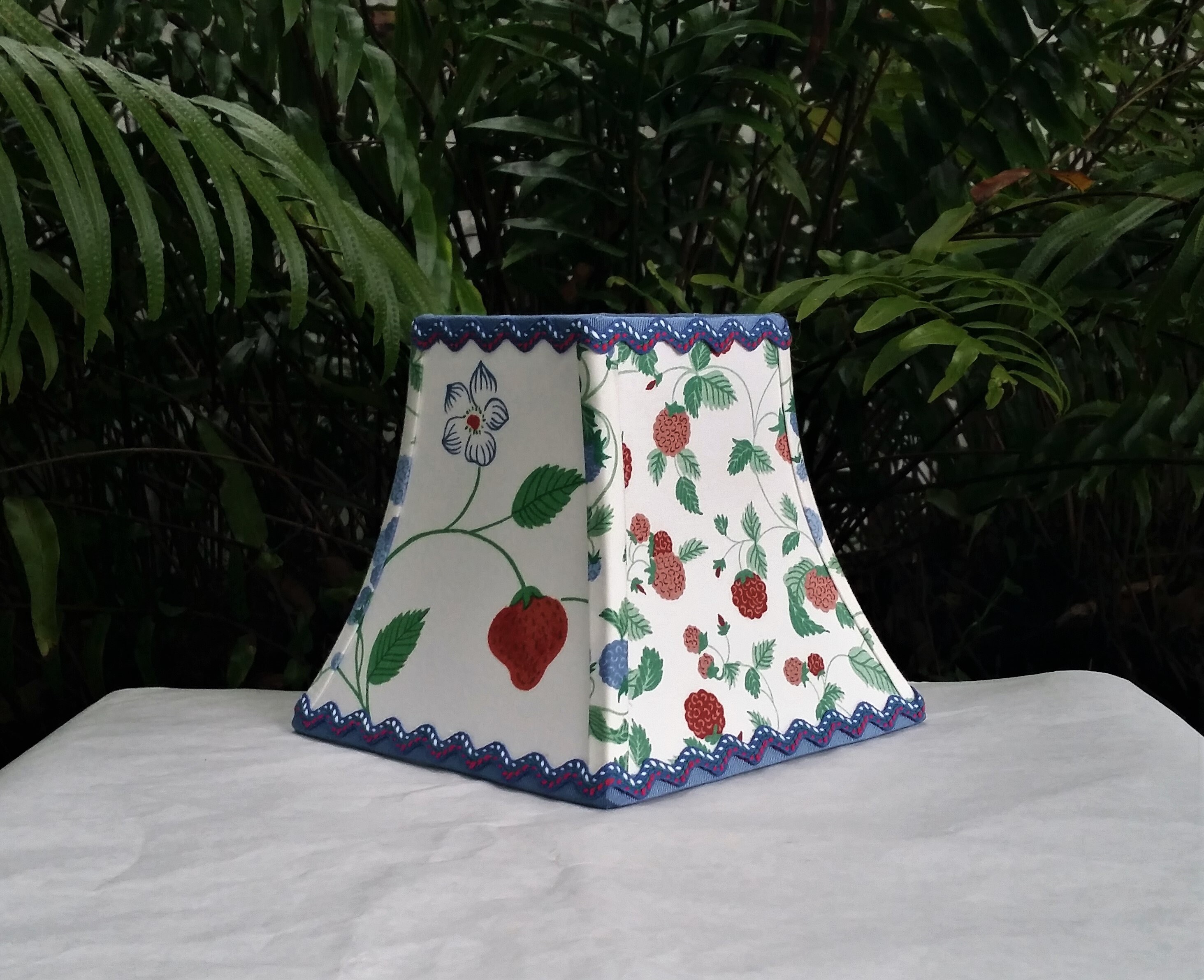 Farmhouse Clip On Lampshade Blue Square Bell Lamp Shade