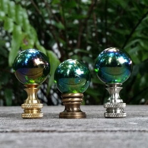 Emerald Green Lamp Finial, Iridescent