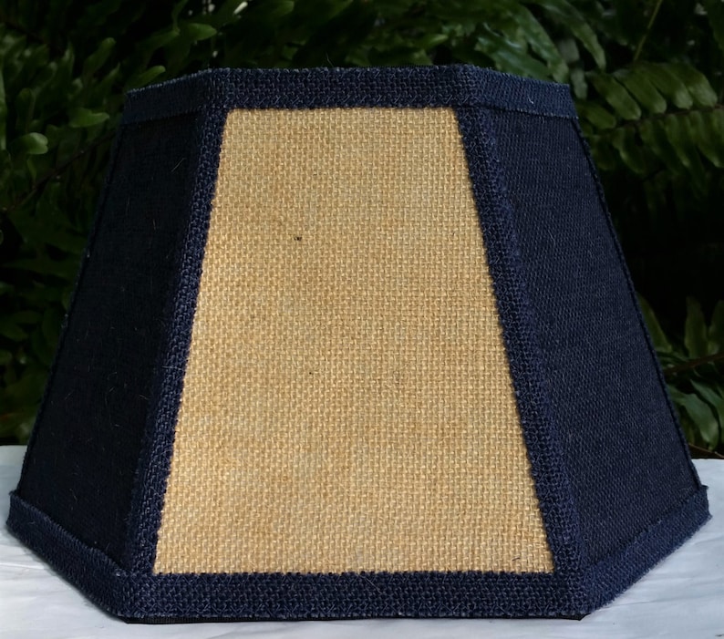 Burlap Lampshade Brown Navy Blue Hexagon Lamp Shade Image 0