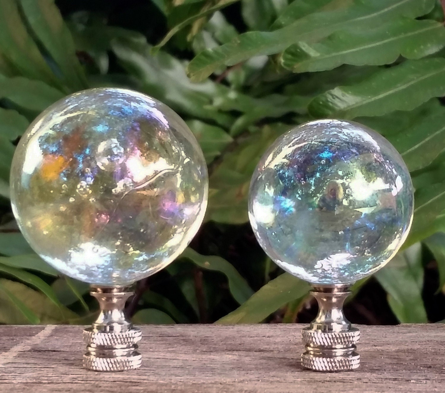 Large Iridescent Clear Lamp Finial Various Sizes
