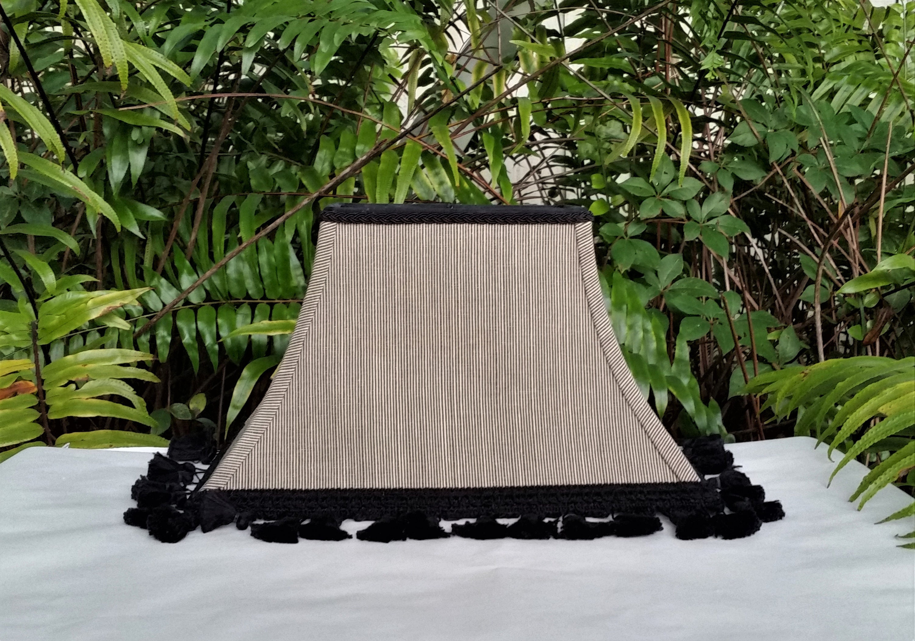 Black Rectangle Bell Lampshade Fringe Trim