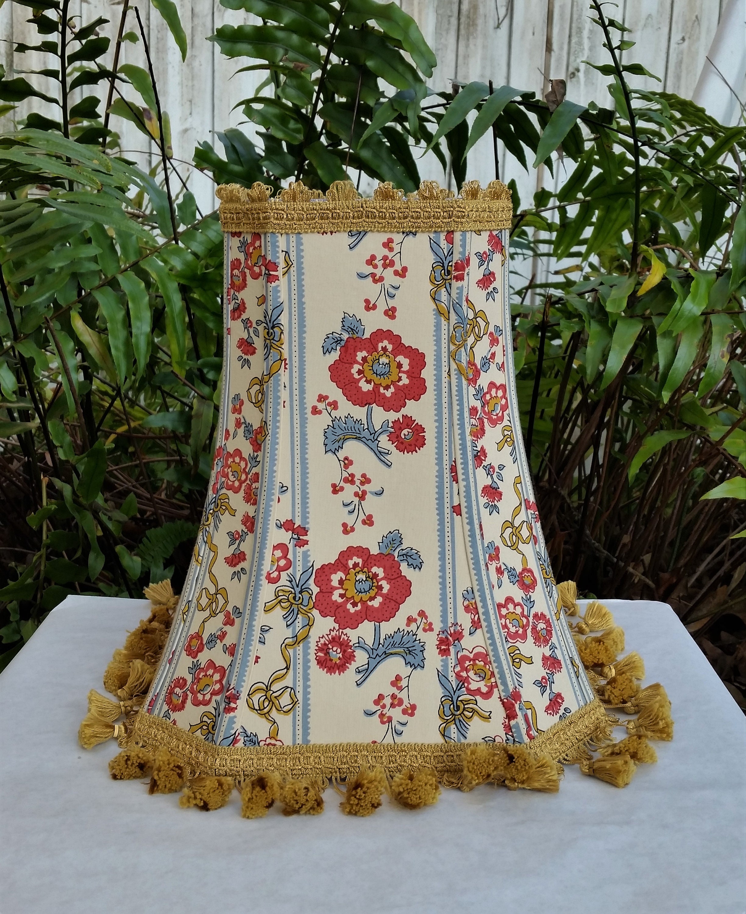 Rectangle Bell Floral Lampshade, Vintage Fabric Lamp Shade