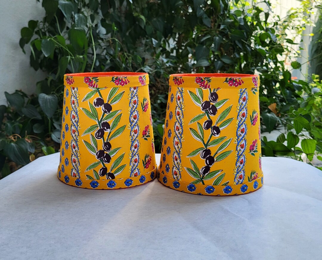 Pair of Small French Country Lamp Shades, Sconce or Chandelier, Bright ...