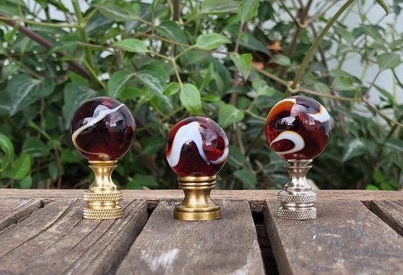Lite Accents Glass Orb Lamp Finial – Red, Solid Brass / Glass, Transitional Style