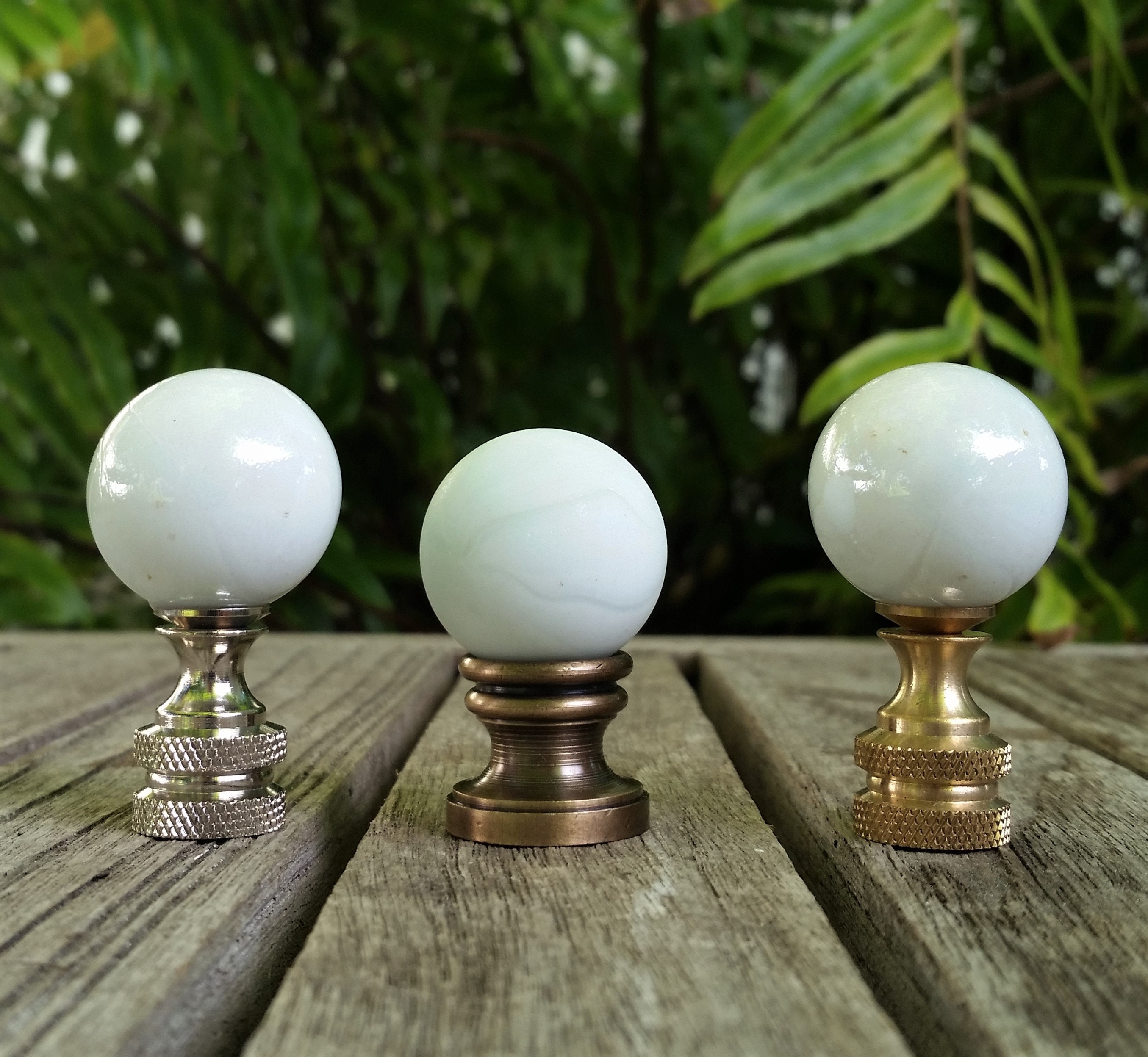 Opal White Lamp Finial Shiny or Frosted Glass Marble Etsy